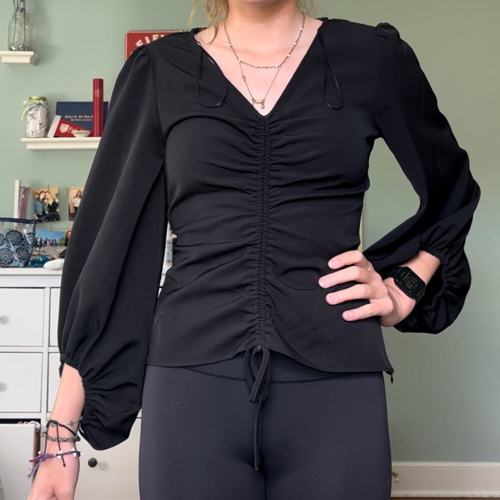 Black Puff Sleeve Blouse